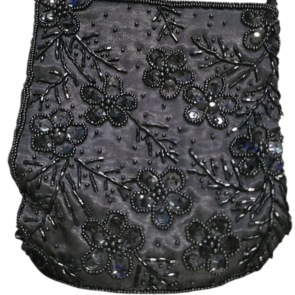 Y2K Black Beaded Evening Bag Crossbody